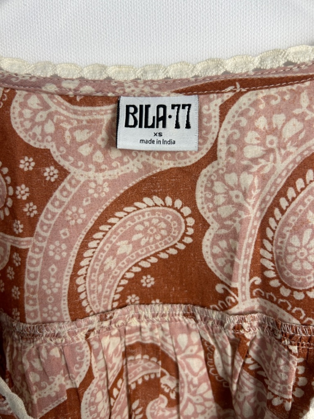 BILA77 Boho Romantic Blouse Top Festival Western Prairie Clay Terracotta Size XS - Picture 4 of 14